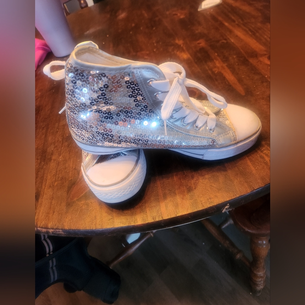 Balera Sequin High-Top Sneakers in Silver